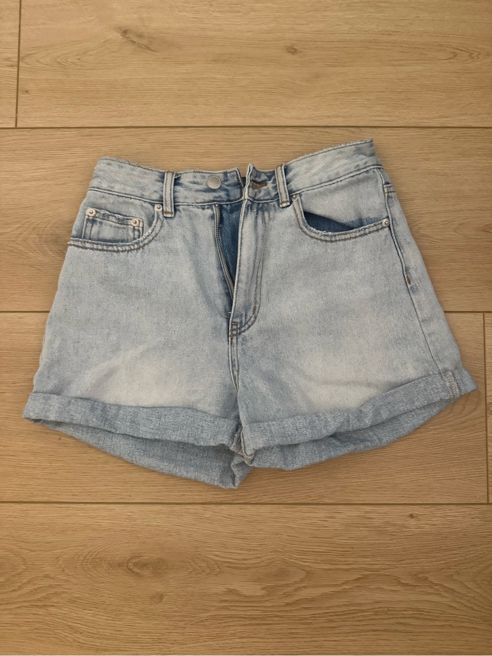Glassons Light Blue High-Rise Cuffed Denim Shorts
